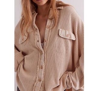 Free people Waffle Knit Button-Up Shirt
